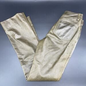 Vtg Wilsons Leather Maxima Womens 2 Olive Green Leather Pants Straight Leg READ
